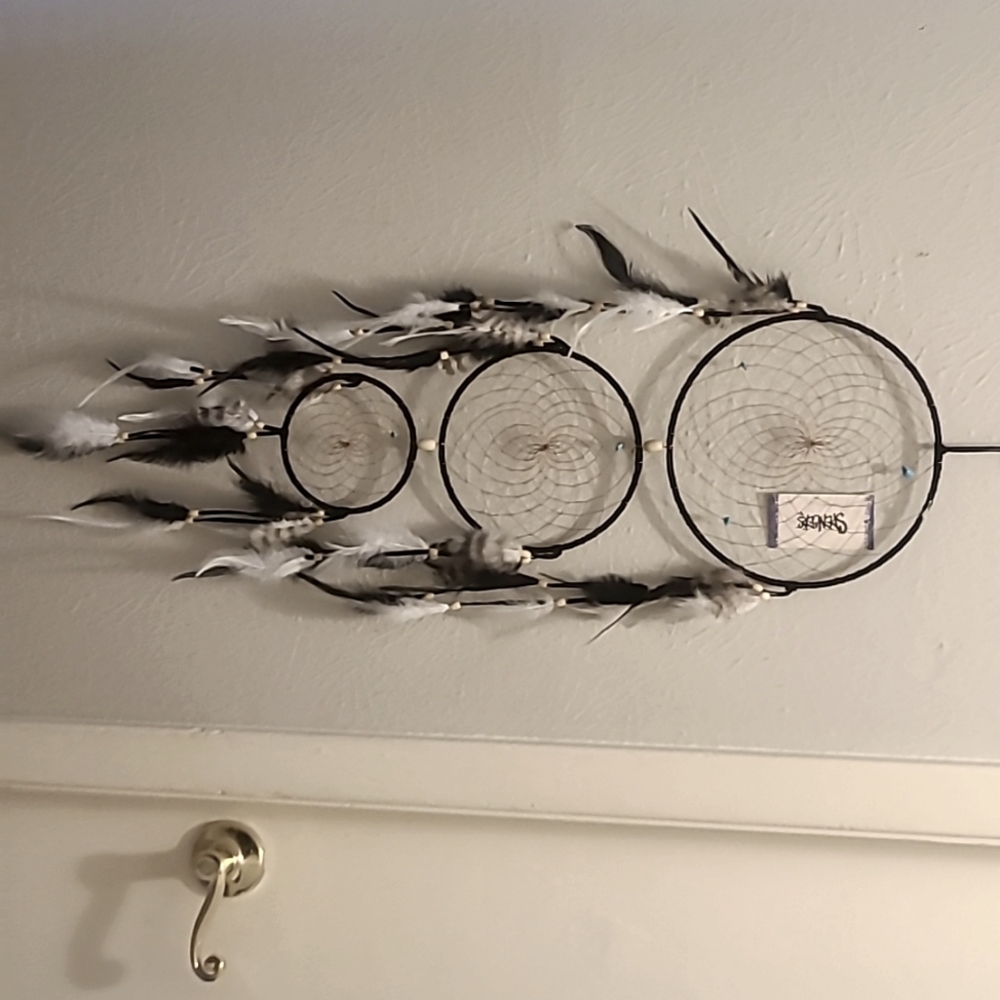 Spencer's  feathered and beaded dream catcher